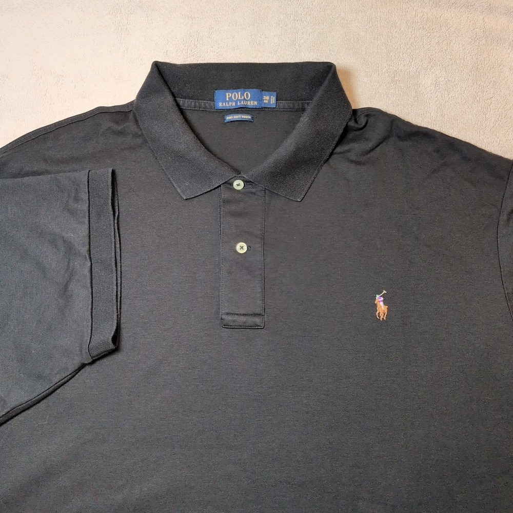 Polo Ralph Lauren Mens 3XB Big Pima Cotton Short Sleeve Polo Shirt Black